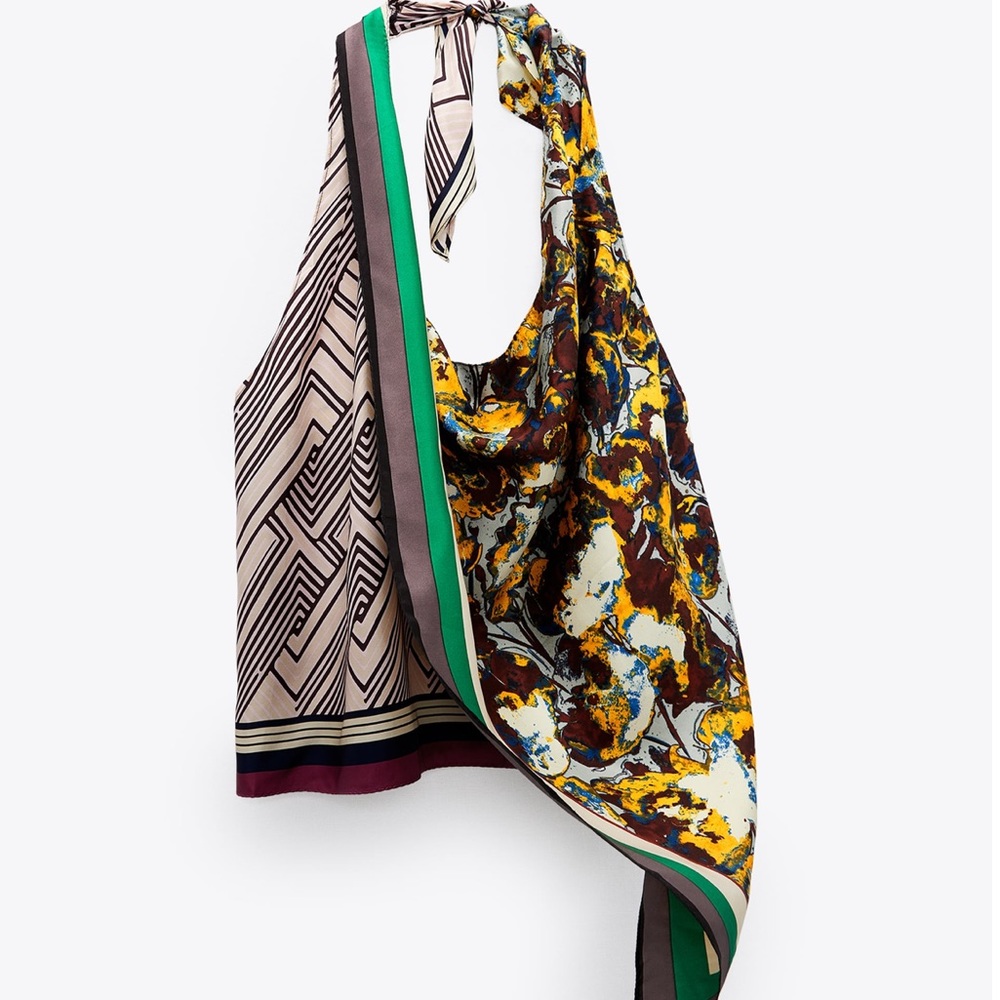 Zara Studio Printed Silk Top